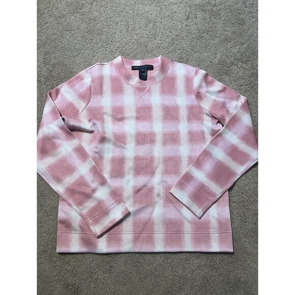 Marc By Marc Jacobs Women’s M Plaid Sweatshirt Blurred Gingham Piggy Pink - Picture 1 of 10